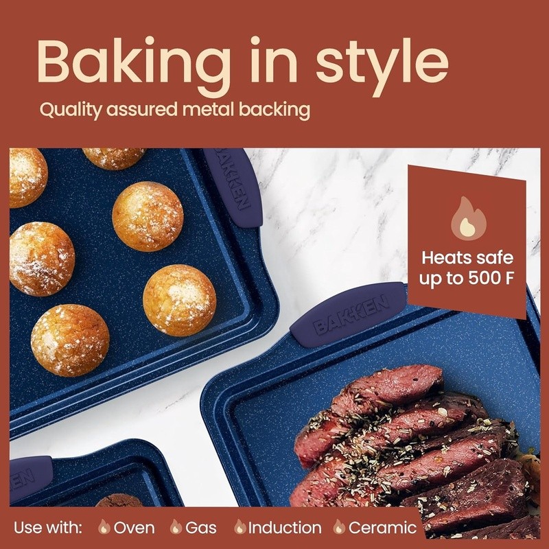 Nonstick Carbon Steel Bakeware Set Kitchen Baking Pans Muffin Tools New