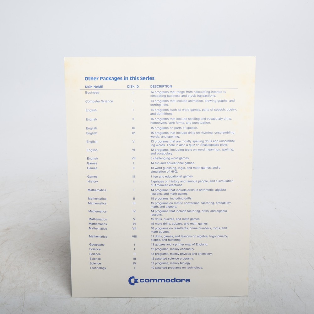 Commodore 64 - Computer Science I Commodore Public Domain Series Software