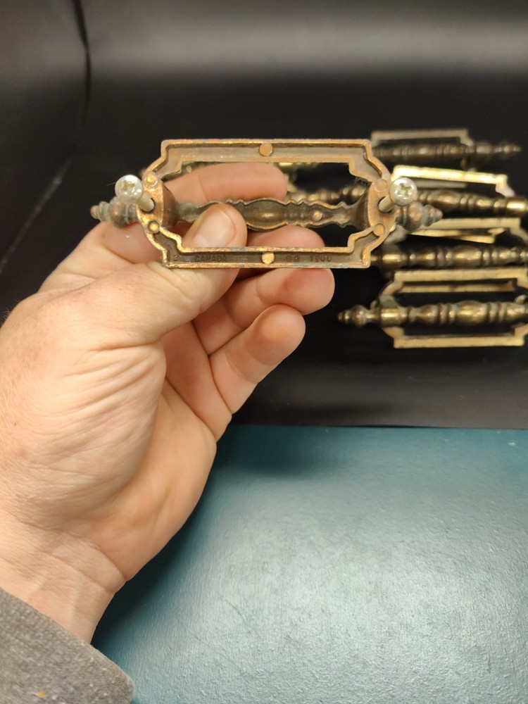 8- Vintage 60s 3” Canada CR 1960 Brass Drawer Pull Handle #2601