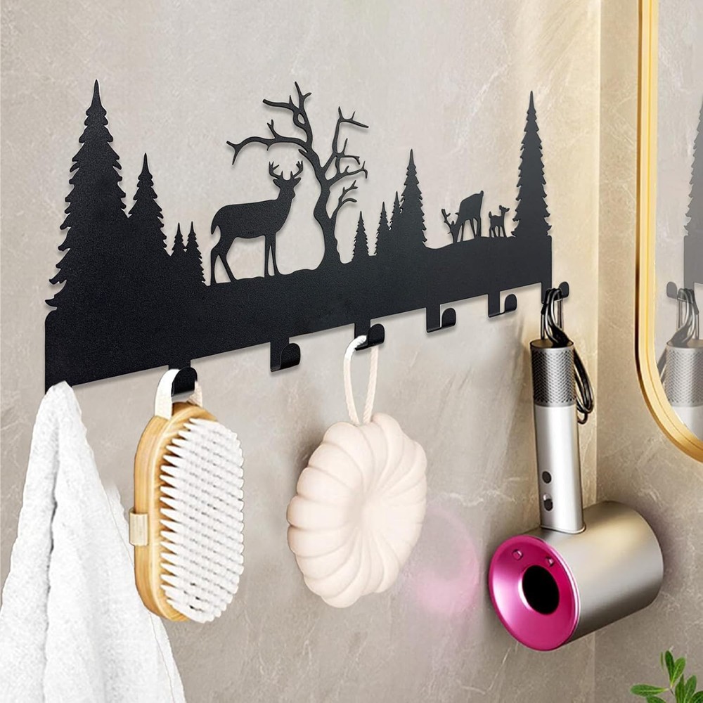 Wall Mounted Key Rack | Metal Hook Organizer | Deer