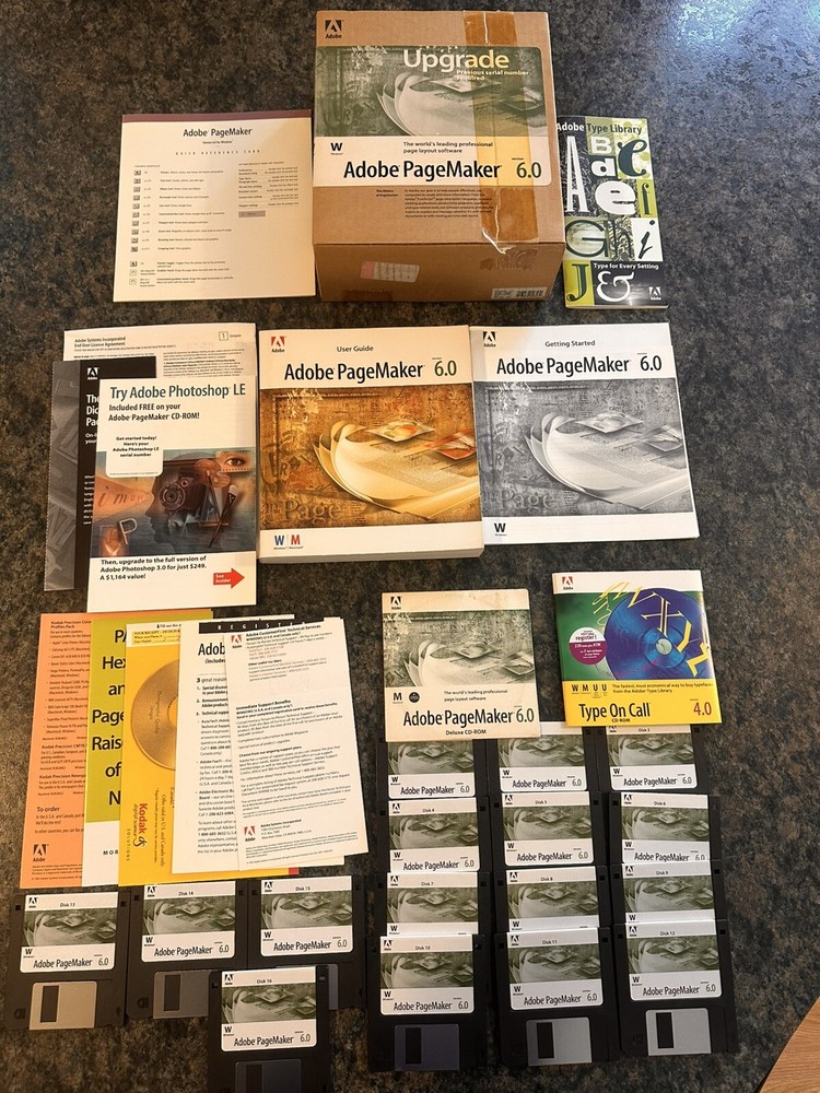 Adobe Pagemaker 6.0 Upgrade Software Bundle “16”3.5 & CD Media Type on Call Code