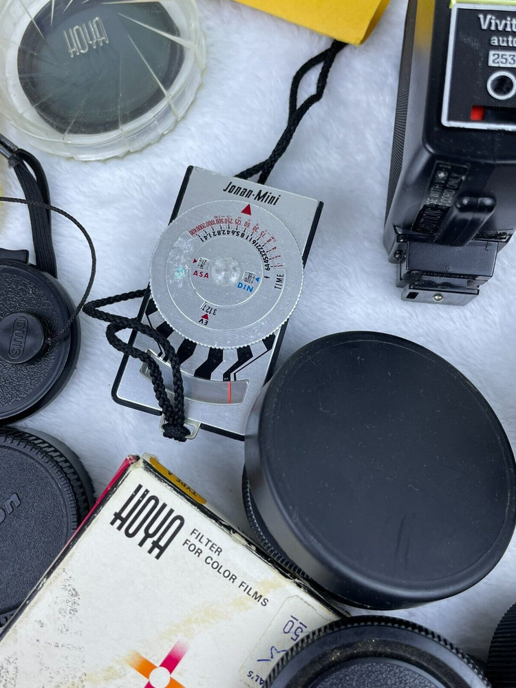 Camera Gear Lot Nikon System Chart Flash Shutter Release Cable Filters Caps SEE