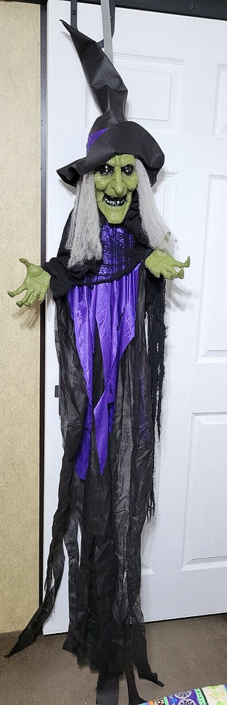 80" Hanging Windsock Posable Arms Animated Motion Sensor Talking Witch Tested!!