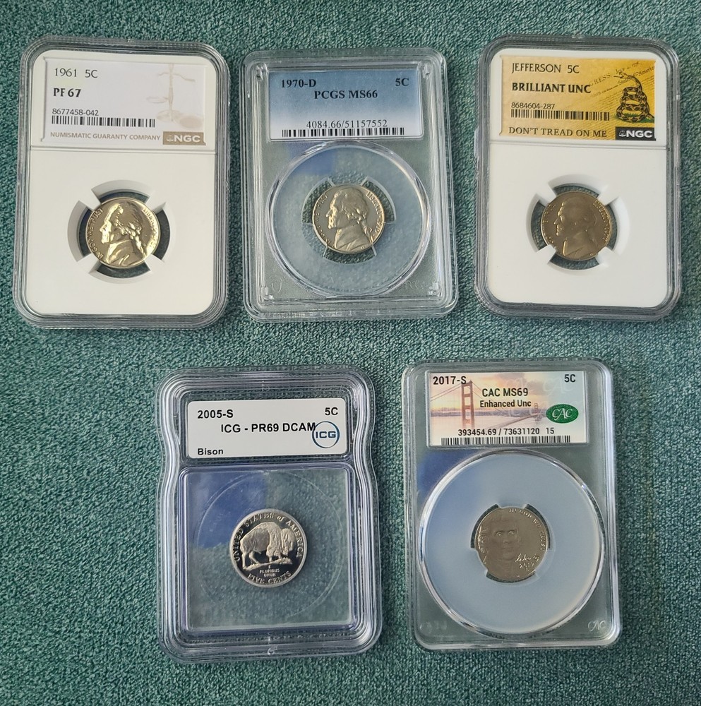 graded 5c lot  MS66  PF67  PR69DCAM etc