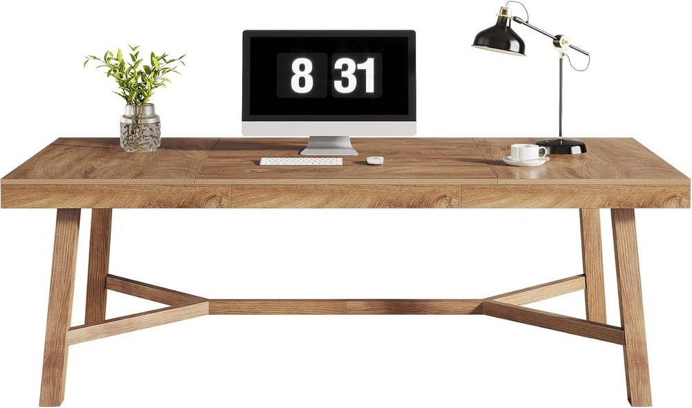 70.87'' Rectangular Executive Desk Farmhouse Office Computer Desk w/ Sturdy Leg