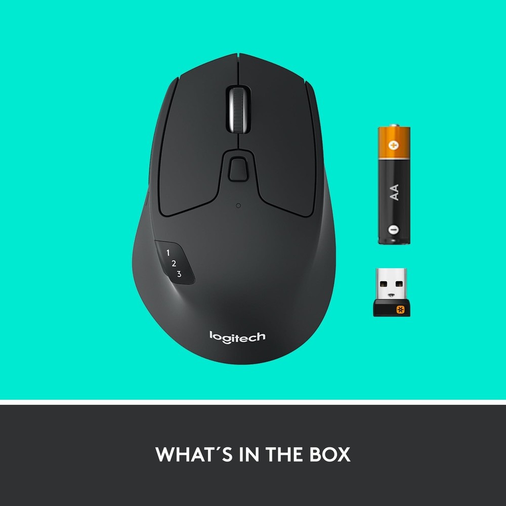 Logitech M720 Triathlon Multi-Device Wireless Mouse, Bluetooth, USB Unifying ...
