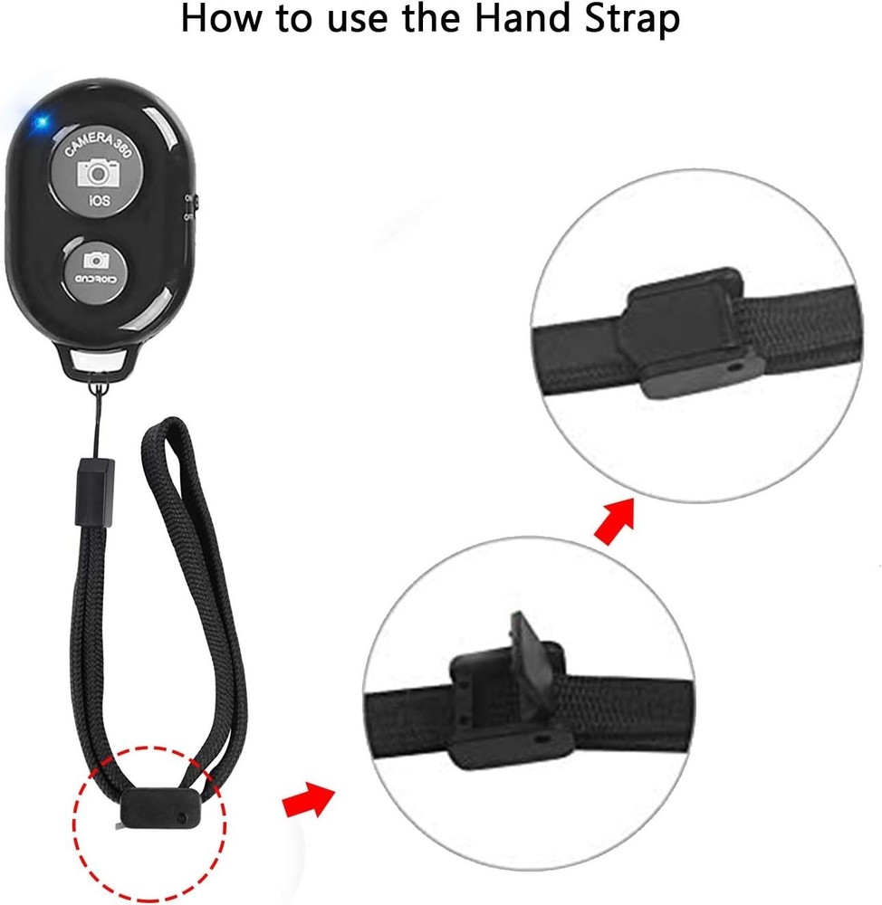 Bluetooth Camera Remote with Wrist Strap - Compatible with Multiple Smartphones