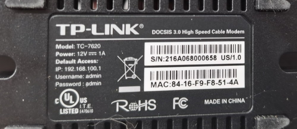 TP-LINK TC-7620 680Mbps Cable Modem