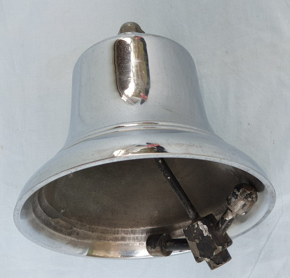 Original Fire Engine 10" Chrome Bell Rope Pull Operated Clapper 22½lbs 10.4kg