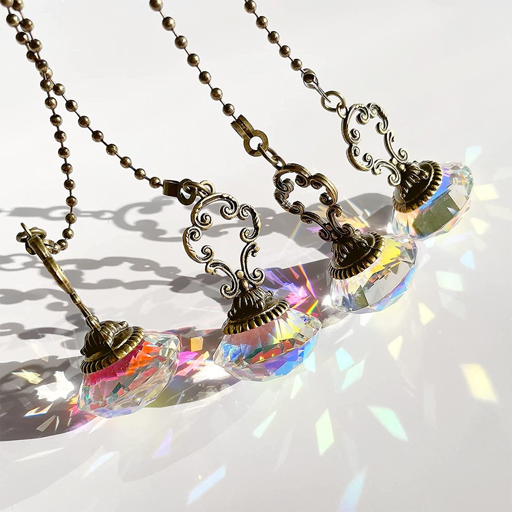 4 Pieces Artificial Crystal Ceiling Fan Pull Chains Pull Chain Extension7752