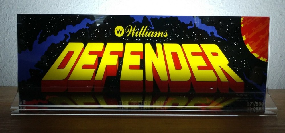 DEFENDER Backlit 4" x 11" Marquee w/ The Arcade Light Display