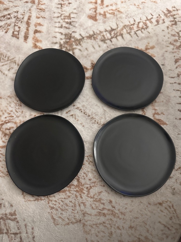 Threshold Stoneware Dinnerware Set Of 4 Salad Plates 8” Black