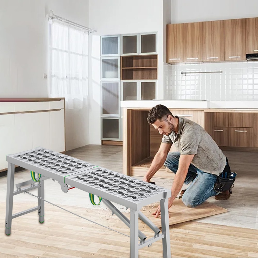 Height Adjustable Folding Non-slip Work Platform Bench Step Scaffolding -