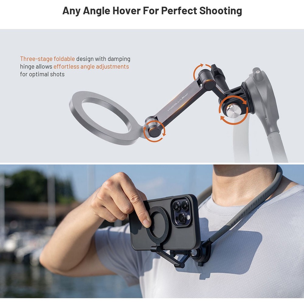 PGYTECH CapLock Magnetic Neck Mount Max for Smartphone, Gray