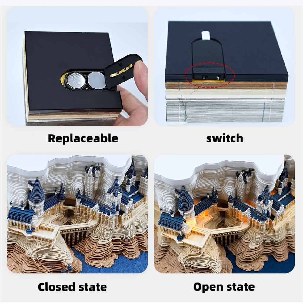 3D calendar 2026, notepad, detachable pen Magic Castle