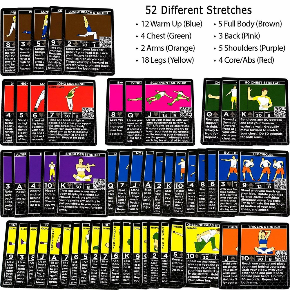 STACK 52 Flexibility Exercise Workout Card Game Stretching Warm Ups + Cool Down