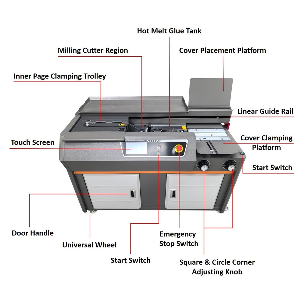 A4 Automatic Perfect Binding Machine 7'' Touch Screen Side Gluing Book Binder US