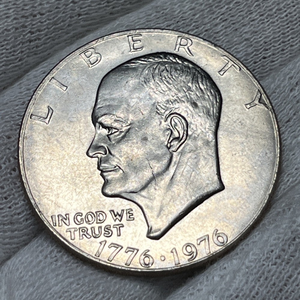 1776-1976 P Eisenhower Dollar Errors Type 1 Die Crack Errors Rainbow Toning UC