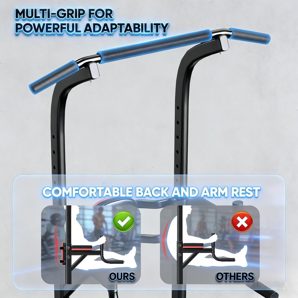 Pull Up Bar, Multi-Function Power Tower Dip Bar Stand Station, Strength Train...