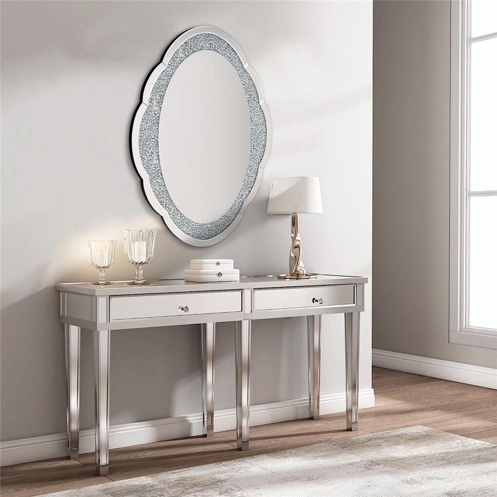 Cloud-shape Crystal Crushed Diamonds Wall Decor Mirror Bathroom Vanity Mirror