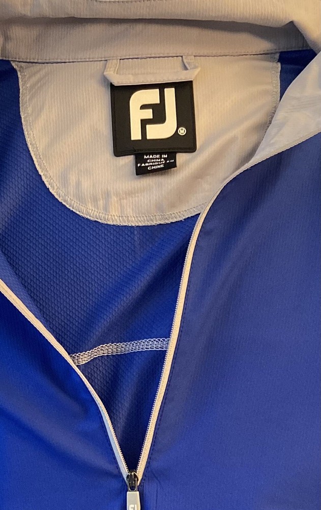 FOOTJOY Men's 1/2 Zip Blue Hudi Medium Polyester Pullover Jacket Windbreaker