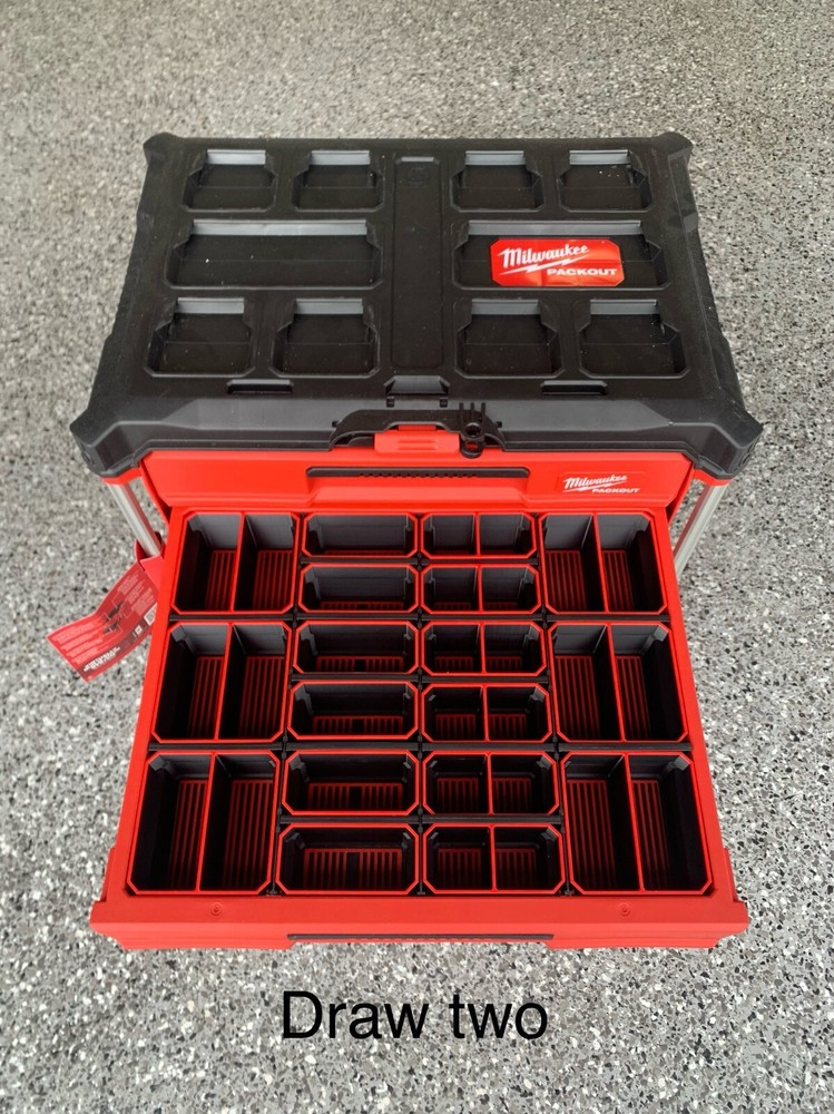 3D Printed Milwaukee Packout 4 Draw Organizer Bins