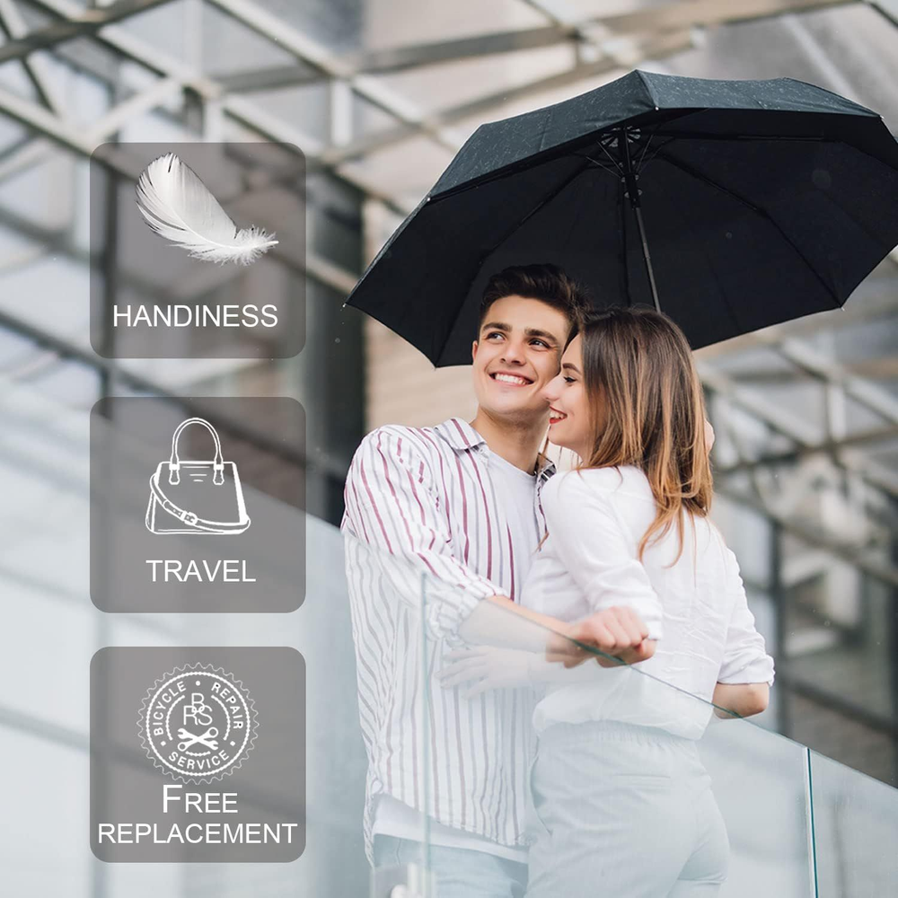 SIEPASA Windproof Travel Compact Umbrella-Automatic Small Size, Black