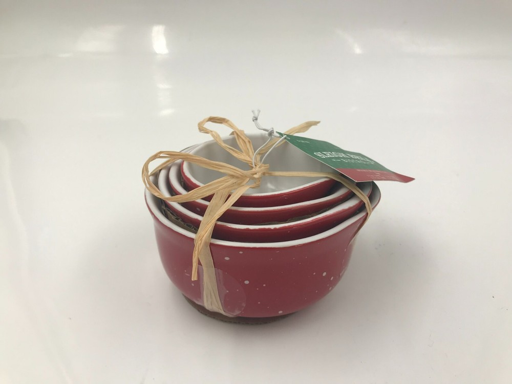 Sleigh Bell Ceramic Speckle Measuring Cup Set AA01B54016