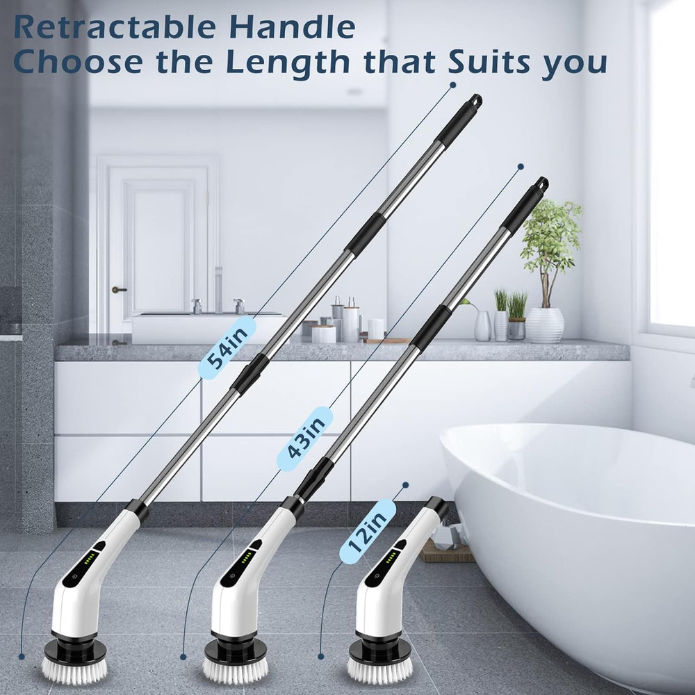 Electric Spin Scrubber, Cordless Cleaning Brush Scrubber for Home, 8 Replaceable