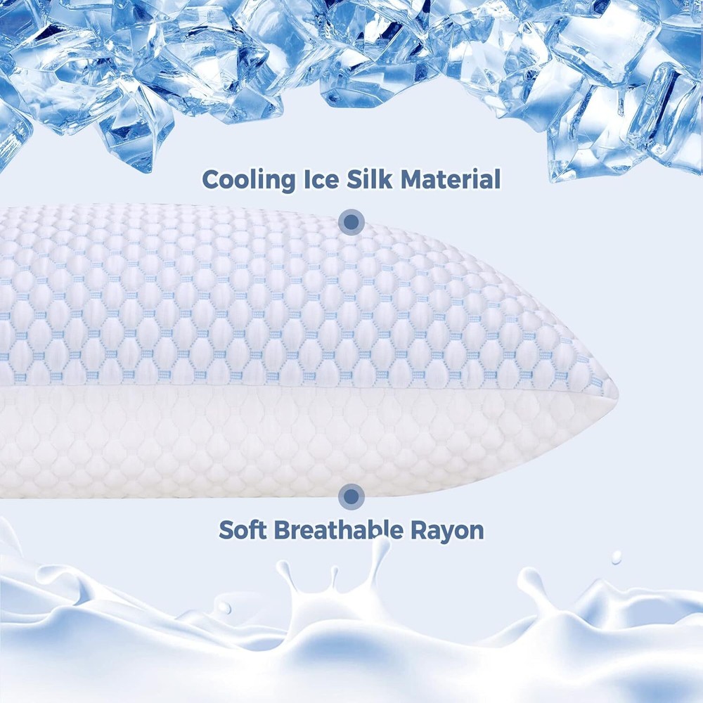 Compressed Memory Foam Pillow King 2-Pack, Sleep Cooling Pillow 2-Pack