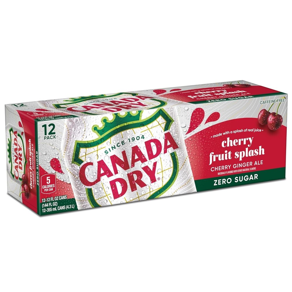 Zero Sugar Cherry Gingerale Fruit Splash 12oz, Pack of 12