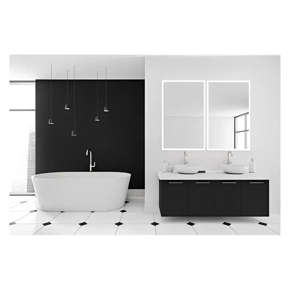 ZEPHYRA LED LIGHTED BATHROOM VANITY RECTANGLE MIRROR - 55 x 36