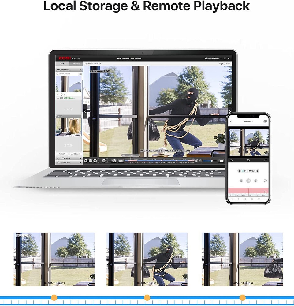 ZOSI H.265+16CH 2MP Surveillance DVR Security Camera System Motion Detection