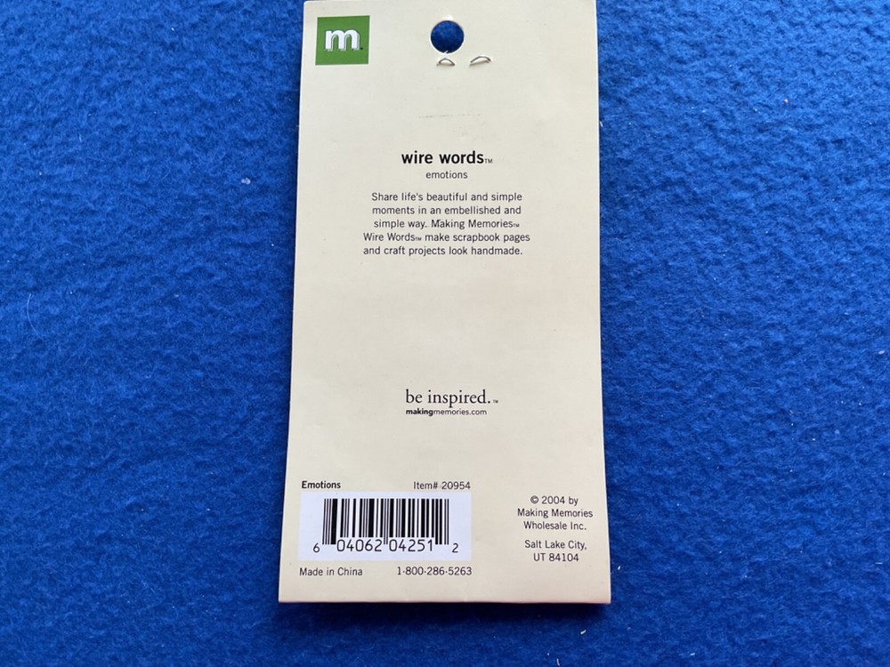 Making Memories Wire Words - Emotions - 6 Pieces -New (open pkg)