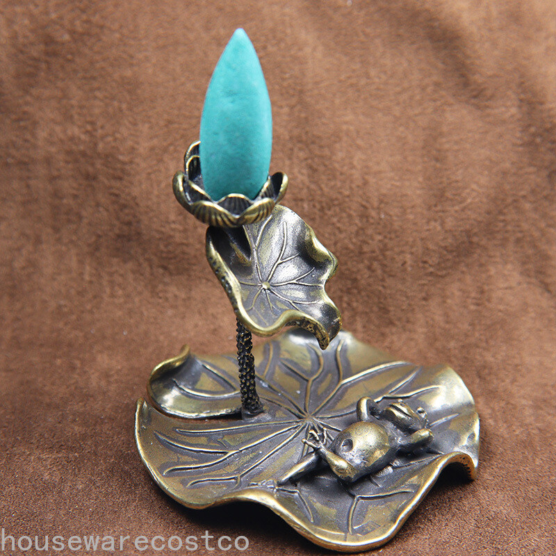 Brass Lotus Leaf Backflow Incense Burner Decorations Solid Pure Copper Lotus