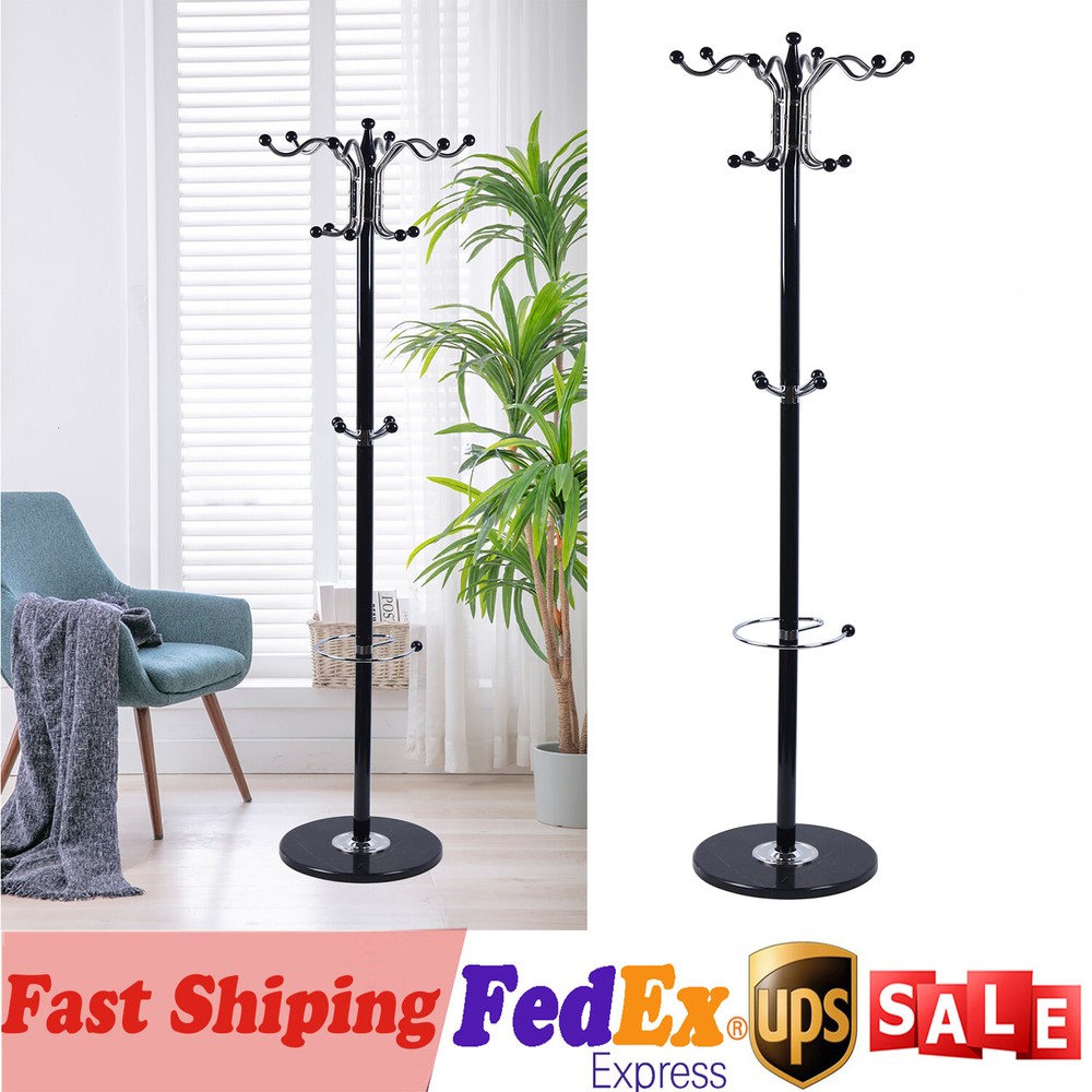 Coat Rack 16 Hooks 4 Levels Hat Jacket Stand Rack Marble Base Tree Holder Hanger