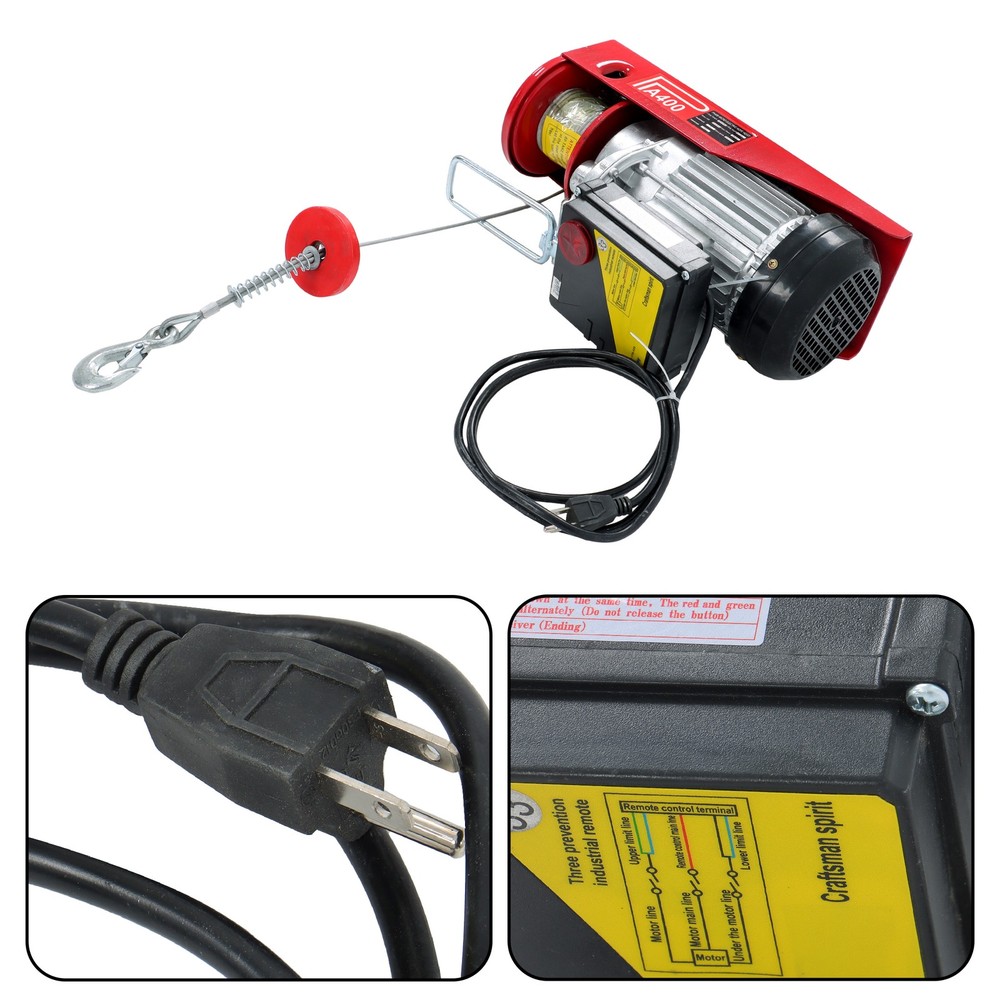 880lbs Automatic Lift Electric Hoist with 328ft Wireless Remote Control 110V