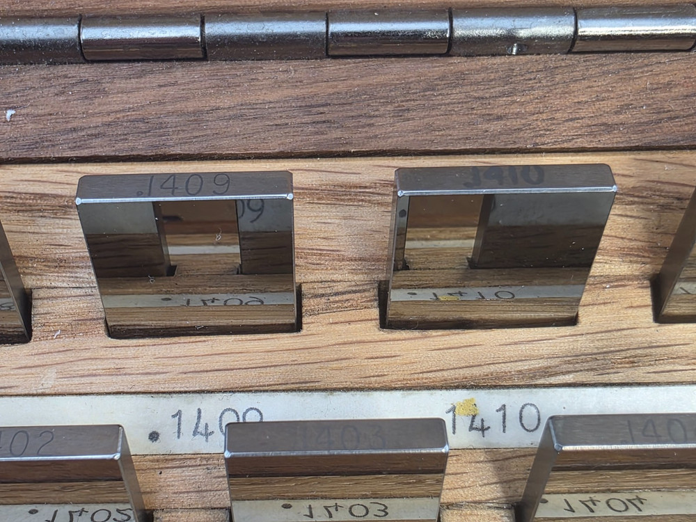 THIRTEEN PIECE SET, Rectangular CARBIDE Gage Block Set . 1411 TO .1399