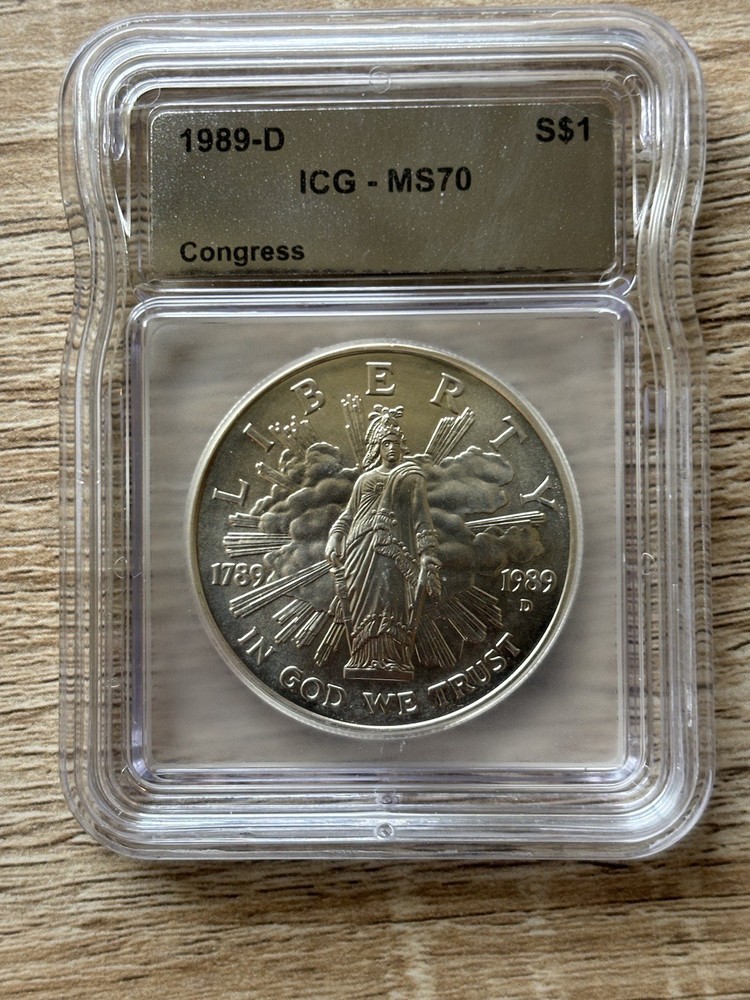 1989-D Congress Commemorative Silver Dollar MS70 ICG