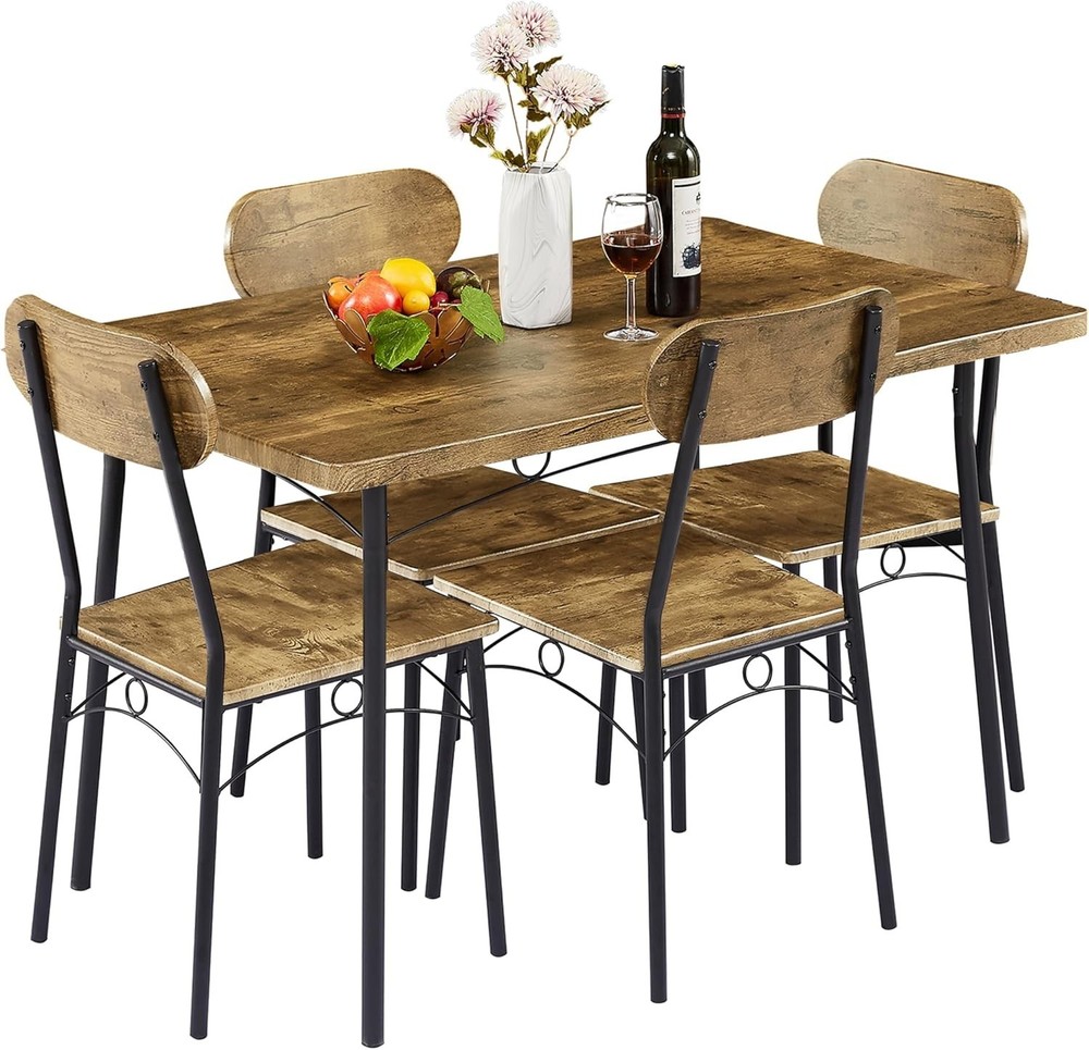 Kitchen Table and Chairs for 4, 5 Piece Dining Table Set with 4 Chairs fo