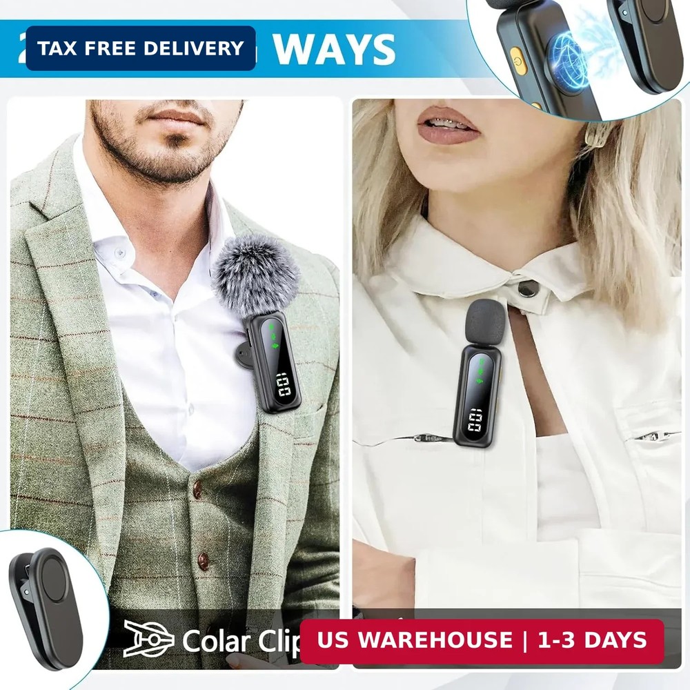 Mini Microphone for iPhone 15 16/iOS/Android Devices, LED Display Wireless Micro