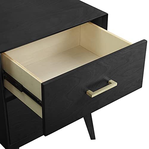 DECORO METRO TWO DRAWER NIGHTSTAND BED SIDE TABLE, BLACK - - Scratch & Dent