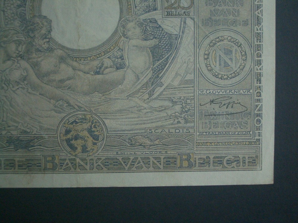 ** Rare 1943 100 Francs Belgium 'NEF' Banknote***