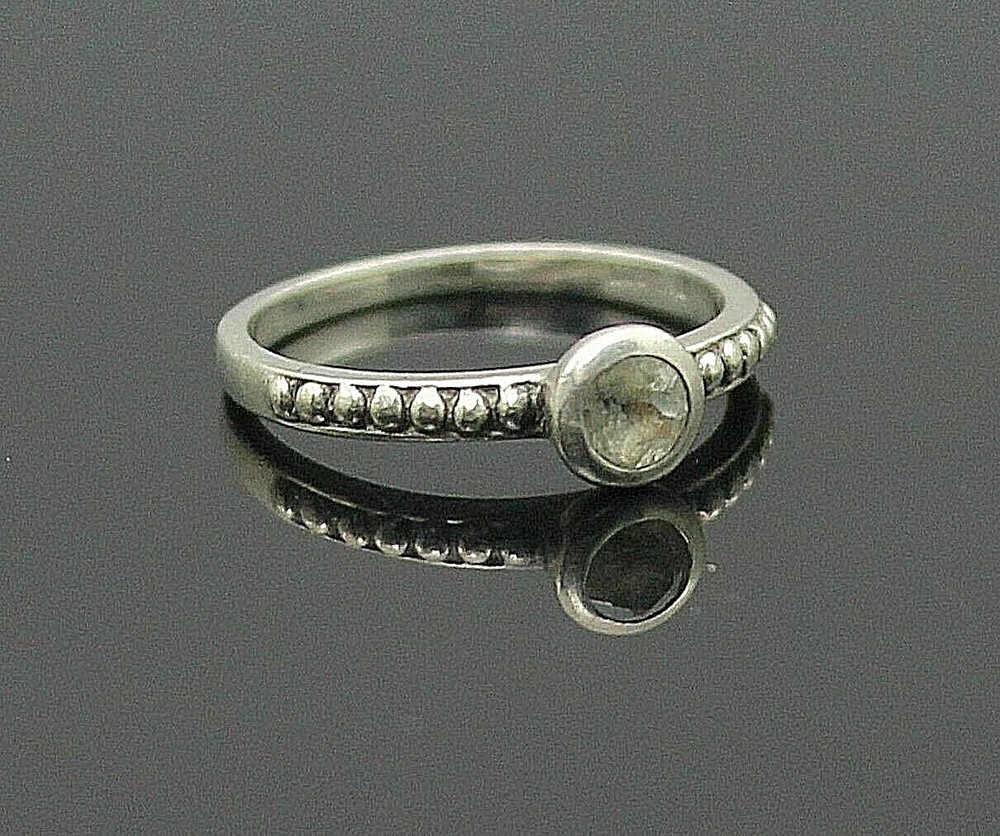 DESIGNER INSPIRED BEAUTIFUL RHINESTONE DOTS STERLING SILVER RING SIZE 7