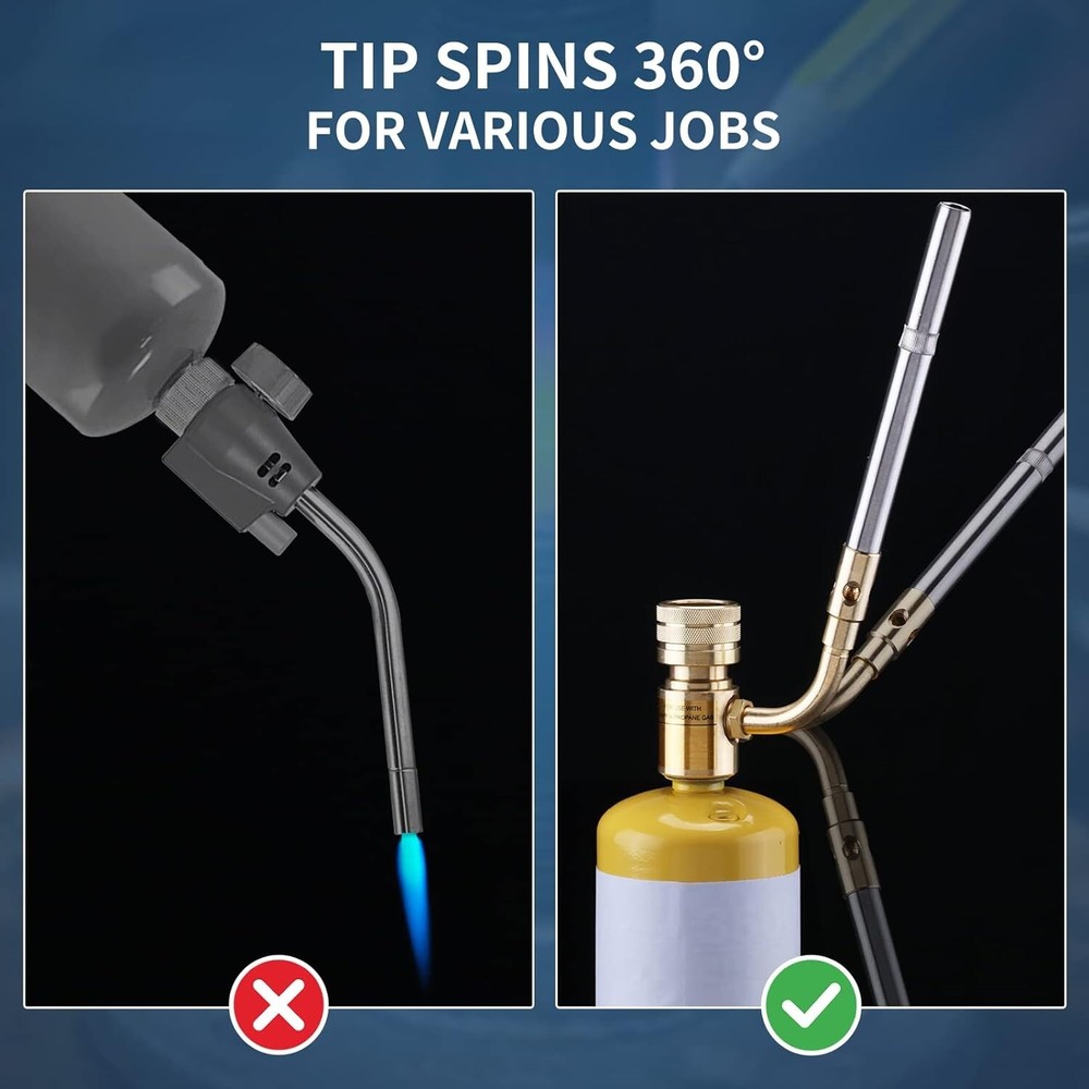 Brass Propane Torch Head - High-Intensity Adjustable Flame - 1648°C Max