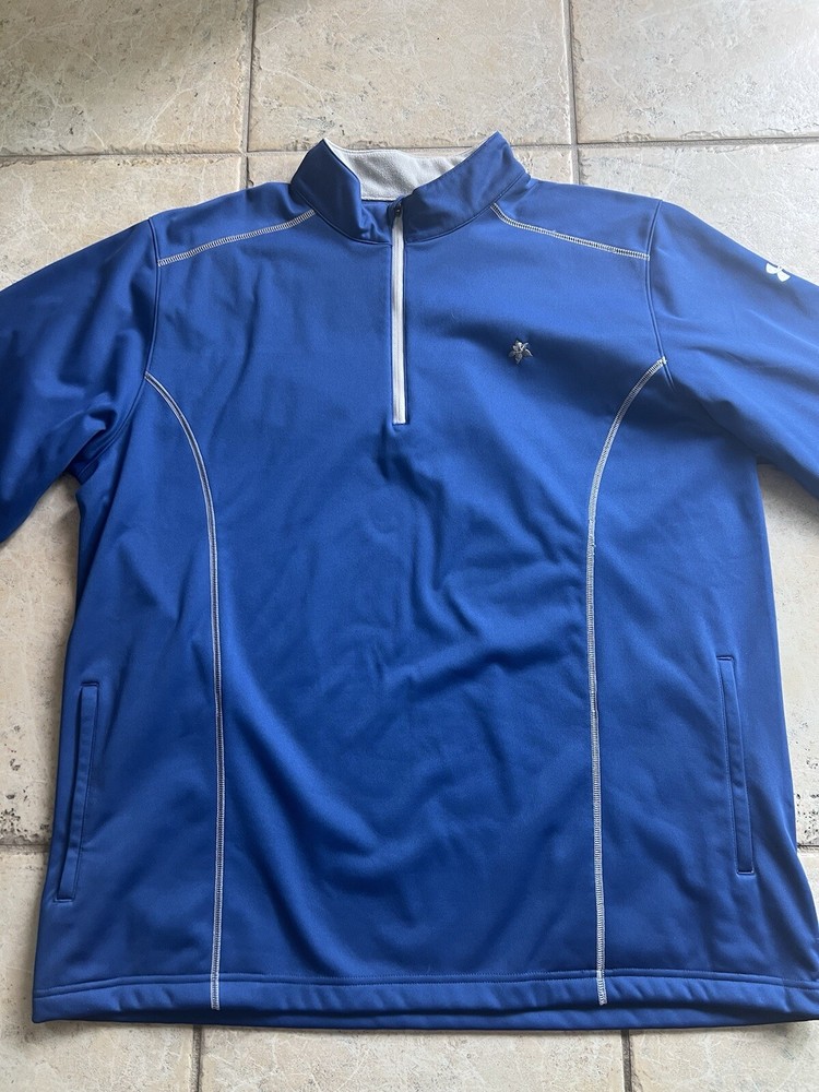 Under Armour Jacket Mens XL Blue Windbreaker Fleece 1/4 Zip Pullover Polyester
