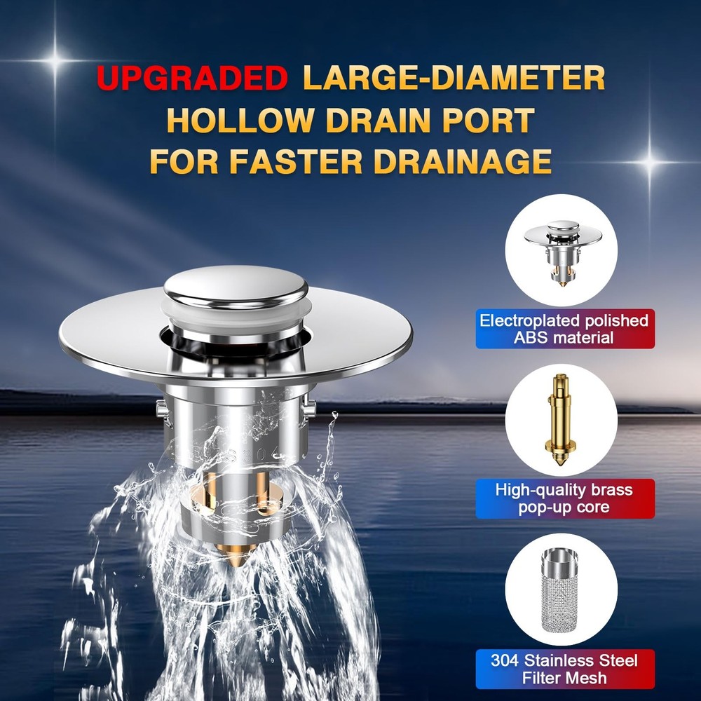 Bathroom Sink Drain Strainer, Pop Up Filter with Removable 4pcs