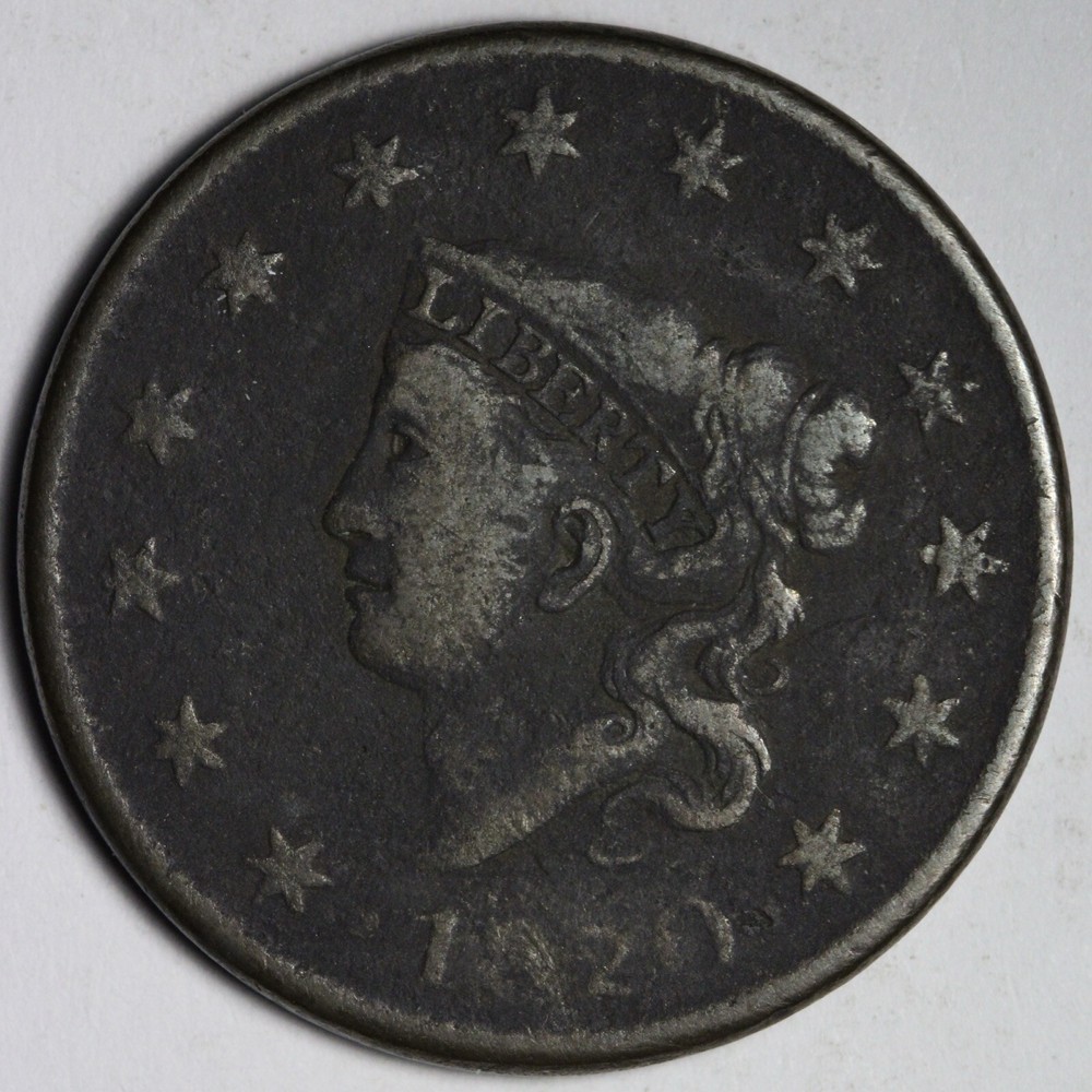 1820 Coronet Head Large Cent FINE E124 KCM