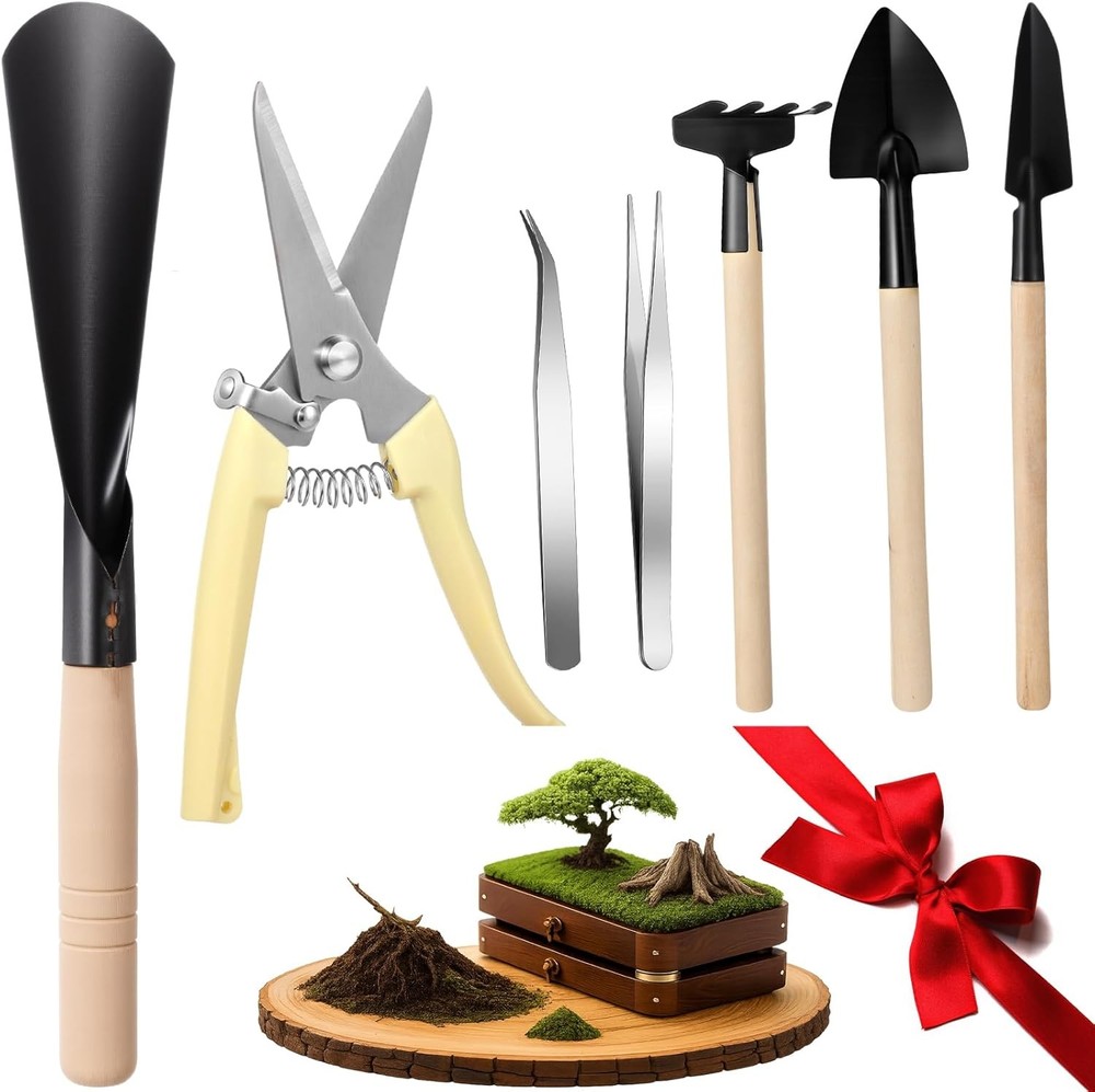 7 Pcs Bonsai Tree Kit Garden Bonsai Tools Set Includes Pruning Shears