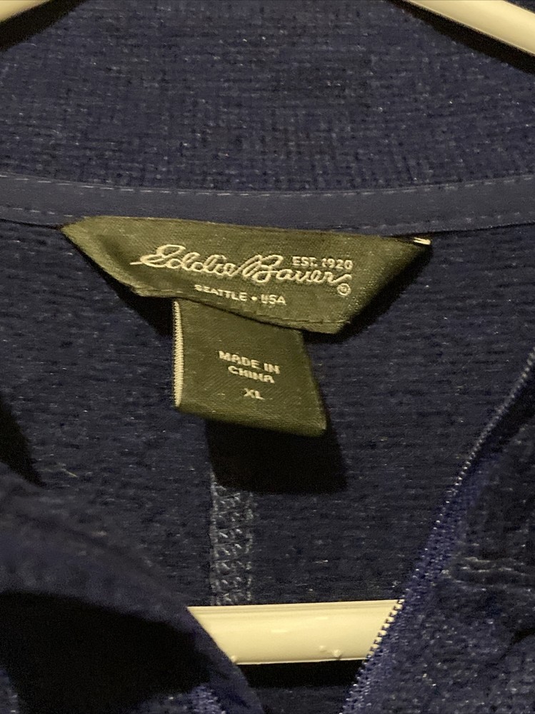 Eddie Bauer Mens Half Zip Pullover Size XL Navy Blue